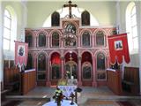 Ikonostas v cerkvi-to je prednjidel pravoslavnih cerkva -v rimokatoliških je tu glavni oltar.