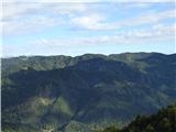 Rejcev grič in Vrh Jame na Vojkarski planoti. Pogled na gričevnato pokrajino v bližini.