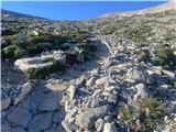 Pot je tlakovana s kamnitimi ploščami do približno 2000 metrov n.v.