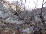 Dolina Gračnice, Krničja peč in Vranje peči Prva resna težava! Kar dobro sem se moral potruditi, da sem prišel čez. 15m skoraj navpičnega sveta, skale, presušena prst in strme trave.
