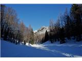 Manjši bajer Laghetto di Somdogna je globoko pod snegom