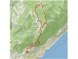 Cima Comer - 1281 m / Monte Denervo - 1461 m (nad vasjo Musaga, Garda) GPS sled prehojene poti. Naneslo je 14 km in 1200 višincev