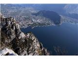 Pogled na zgornji del jezera in mestece Riva del Garda