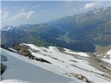 Nederkogel (3163 m), 12. 7. 2021 Previden spust z vrha II.: na grebenu je še precej snega