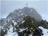 Vrh Svačice. Zadnji metri so zaradi snega zahtevali malo več previdnosti.