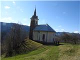 Cerkev Sv. Duha v vasi Labinje s poti do bolnice Franjae.