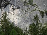 Remšendol - Moriška krnica (Alpe Moritsch) pogled na plezališče ob poti, obstojata zgornje in spodnje