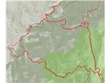 Zemljevid prikazuje le ferate in vrh. Celotna pot tega dne pa je nanesla 13 km in 2200 višincev