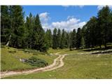 Monte Serla-2378 m, Monte Lungo-2282 m  Najprej se spuščava po zložnem makadamu