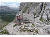 Furcia Rossa III (2794 m) in ferata Via della Pace Križišče z bolj turistično potjo na Vallon Bianco
