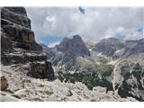 Dolomiti d'Ampezzo - Ferata Šara del Minighel V začetku se vračava po poti dostopa, a s popolnoma drugačnimi pogledi