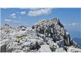 Kucelj, Rakova špica, Rogljica, Dolkova and Spodnja Dolkova špica. View towards the summit of D.š...