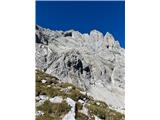 Vordere (2260m) in  Hintere (2279m)  Karlspitze Tik pod sedlom levo in v smeri trikotne strehe.  