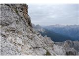 Monte Cristallino di Misurina Tudi naklon pobočja je vedno bolj strm …