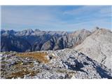 Glava nad Doličem – 2345 m Sva že na razgledniku. V ozadju Jalovec, Mangart, Mojstrovke, Prisank, Razor in še kaj bi se našlo