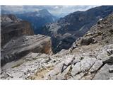 Furcia Rossa III (2794 m) in ferata Via della Pace Konec je vršnega pohajkovanja. Spustiti se morava globoko, globoko …