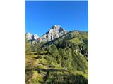 Admonter Reichenstein (2251m) Navzgor po travnatem grebenu in levo čez pobočje. 