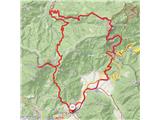 GPS sled prehojene poti. Nabralo se je 25 km in 1700 višincev