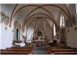Notranjost cerkve Santuario La Crusc 