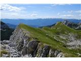 Pogled na tri vrhove Koštrunovca. Najvišji je levi, skalnat, digitalni zemljevid pa ima najvišjo točko spodaj v vrtači :)