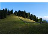 Monte Serla-2378 m, Monte Lungo-2282 m  Ta je široka, dobro uhojena. Tu poteka tudi del Alta Vie 3