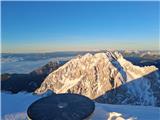 Jutro na Grintovcu s pogledom na Kočno in Triglavom