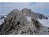 Monte Aiarnola - 2456 m Nadaljevanje proti škrbini Forcella Valdarin ne vzbuja zaupanja, zato obrneva
