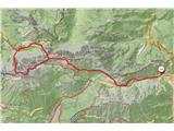 GPS sled prehojene poti. Nabralo se je 20 km in 1900 višincev