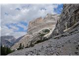 Dolomiti d'Ampezzo - Ferata Šara del Minighel Pogled nazaj na Tofano di Mezzo