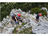 Dolomiti d'Ampezzo - ferata Astaldi Temu primerno je Ra Pegna tudi obiskana. Večina obiskovalcev se pripelje s sedežnico