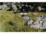 Cima d'Auta Orientale - 2645 m Tukaj greva desno. Blizu teh smerokazov je še ena zanimiva koča Baita Giovanni Paolo I