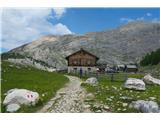 Furcia Rossa III (2794 m) in ferata Via della Pace Tu si priveževa duši. Koča je za pohodnike odprta šele nekaj let