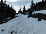 Gschaidberg (1239 m) Edini sneg na poti.