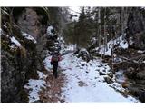Dolina potoka Jermana. Stalno malo pihlja v obraz in mraz grize