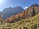 Pot kjer sem prišel gor. Levo spodaj je planina.