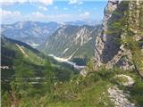 Sestop po rušnati, a kar prijetni neoznačeni stezici, ki vodi s Forcelle di Vecce I.