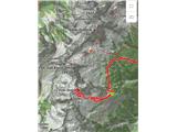 GPS sled. Zelena pika je začetek brezpotja