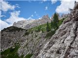 Easy climbing towards the Vaccari bivouac