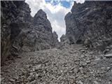 Uncomfortable descent over gravel and scree north of Cridola II.
