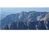 Spredaj Kalška gora, zadaj na obzorju Mokrica, Kompotela, Košutna in greben Ježa.