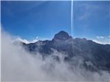 Razgled na Triglav, ki je še kraljeval nad meglo, ostali nižji podaniki žal ne