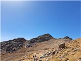 Egipt - Gebel Katherina (2642m) Pogled na višji vojaški vrh iz poti na nižjega