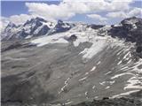 Na levi polovici Breithorn (4164 m) in Mali Matterhorn (3883 m), najvišja točka v Evropi, do koder se lahko pripeljemo z žičnico (Matterhorn Glacier Paradise).