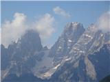 Piz Popena že v meglici in Monte Cristallo