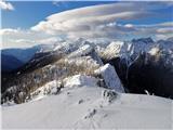 Pogled proti Veliki Tičarici in Bavškemu Grintavcu