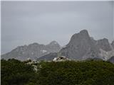 Predelske glave 1618 m (Cima Predil) in Vrh Laštanovca 1660 m približan vrh z Visoko Belo špico v ozadju, obiskano pred parimi leti