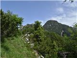 Predelske glave 1618 m (Cima Predil) in Vrh Laštanovca 1660 m pogled nazaj